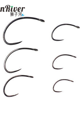 lionriver超锋利弯背若虫钩 克林卡姆式干蝇 宽门黑镍无倒刺15301