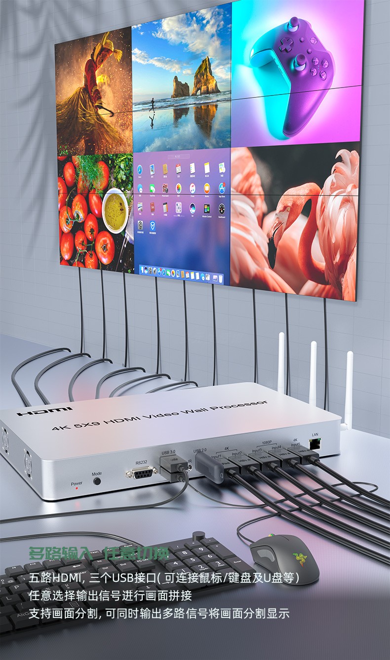 4k5x9电视画面拼接器屏幕分割器