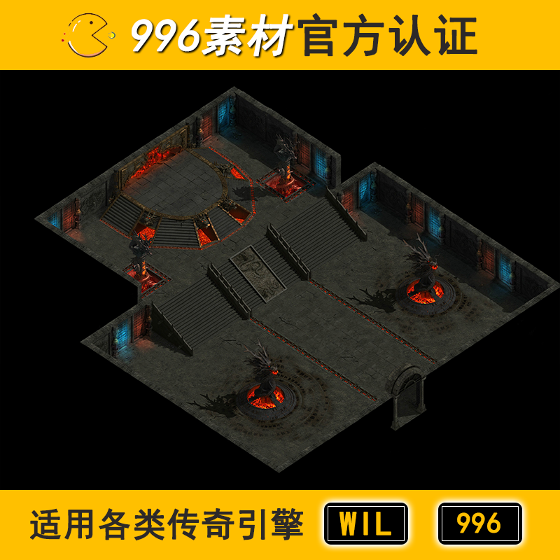 传奇地图素材地下地宫小阻一层100 神龙殿 996高清地砖无缝封边