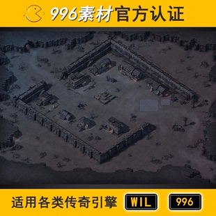 传奇地图素材城镇建筑无阻1层300 暗黑土城夜晚间 高清地砖