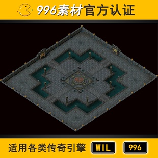 传奇地图素材副本地宫小阻1层100 霸者大厅 高清地砖无缝封边