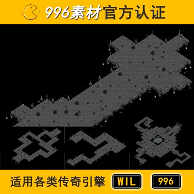 传奇地图素材地下秘境小阻四层300 黑暗大殿 高清地砖 无缝封边