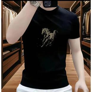 260克重马年潮牌印花短袖男士圆领T恤2026夏季爆款宽松时尚纯棉