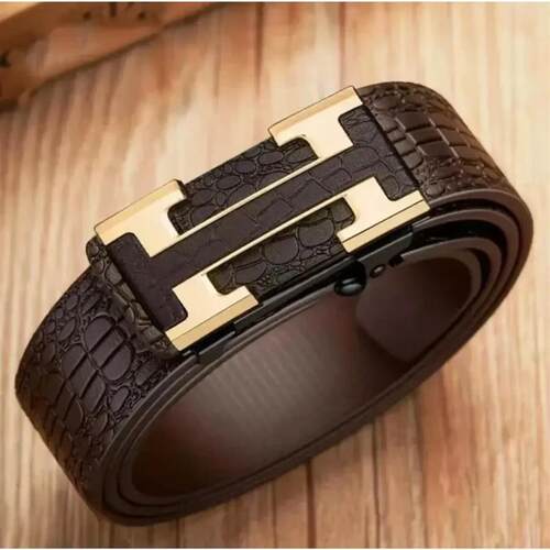 为欢几何甄选高级感男士皮带无牙自动扣 皮腰带休闲商务腰带