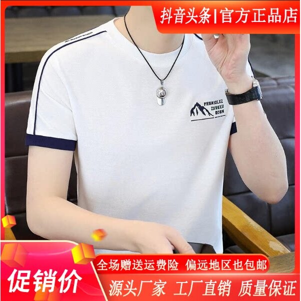师凯服饰Amphelisia短袖t恤男圆领刺绣半袖小衫夏季上衣薄款体恤T