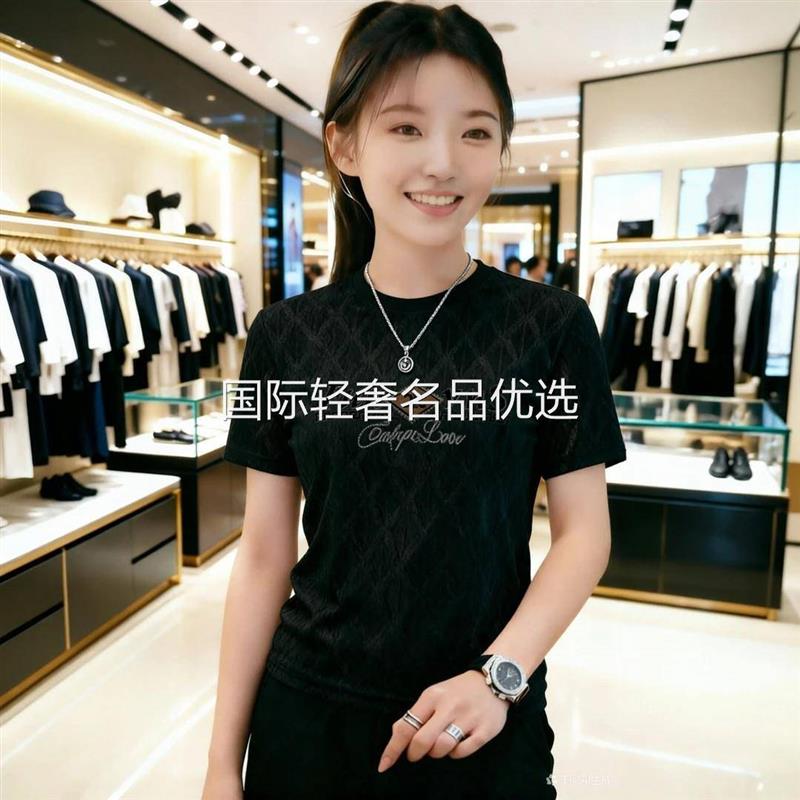 红玲珑服饰男士短袖夏季新款高端潮流冰丝圆领T恤衫时尚休闲男装