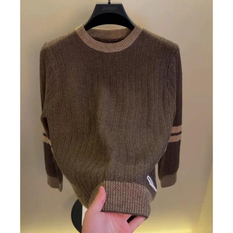 优坊爪百货圆领加厚保暖高端针织衫毛k衣男士时尚休闲内搭打底衫