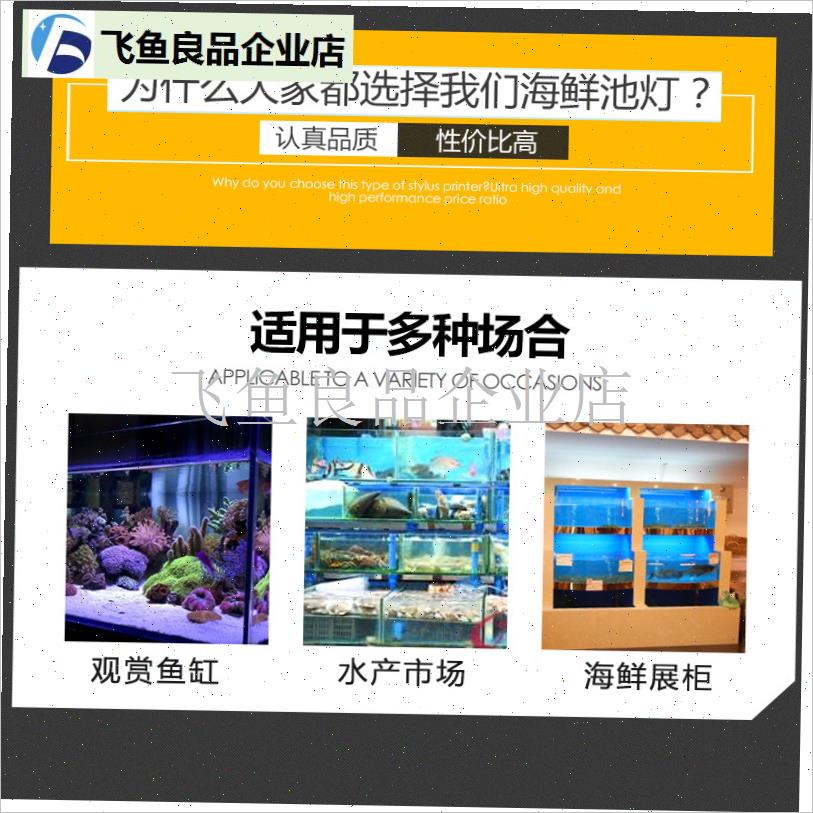 220V海c鲜池鱼缸LED照明灯节能防水方管蓝色外壳PVC管道配件灯光,