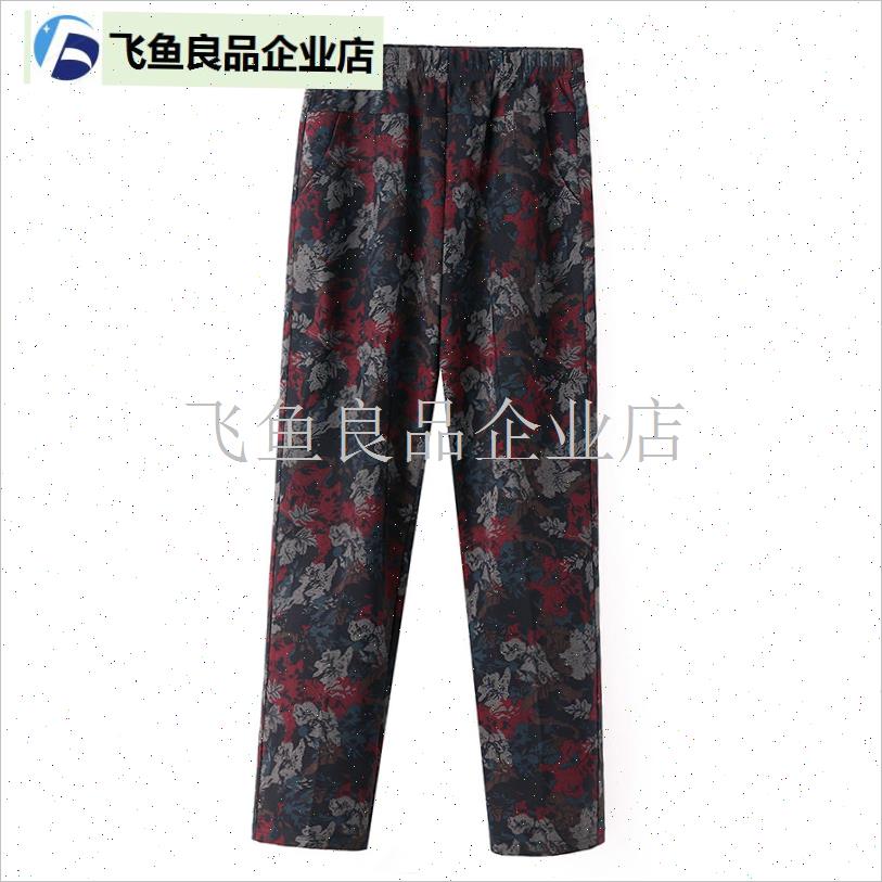 特体中老年女裤秋l冬款奶奶装保暖棉裤宽松加绒加厚妈妈花裤子外,