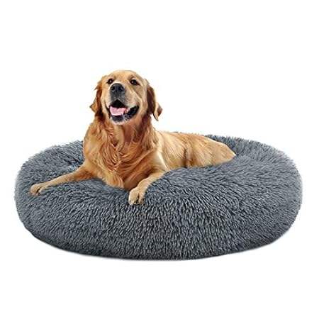 OQQ Round Plush Bed for Large Medium Small Dogs and Cats，