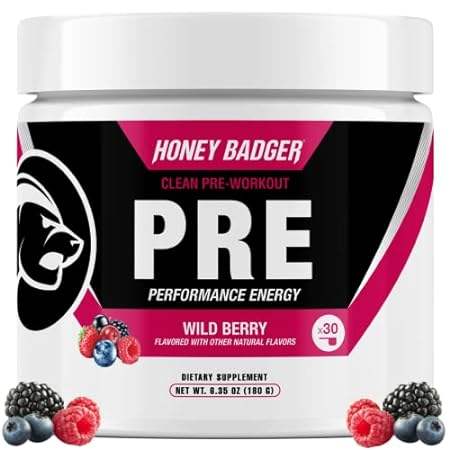 Honey Badger Pre Workout Powder， Keto Vegan Preworkout fo