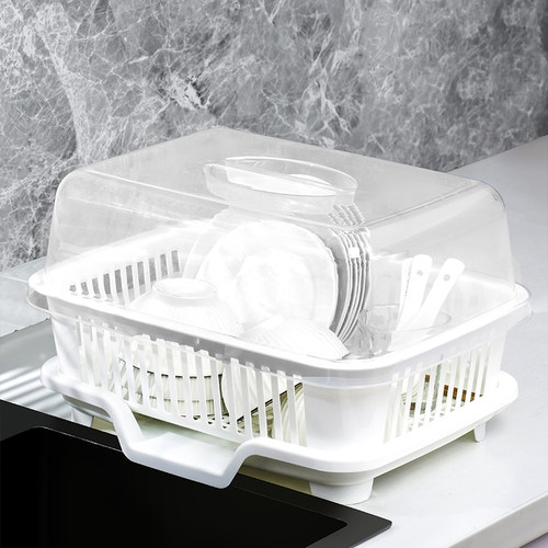 厨房带盖碗碟架沥水篮水槽置物架家用台面餐具碗筷盆碟滤水收纳盒