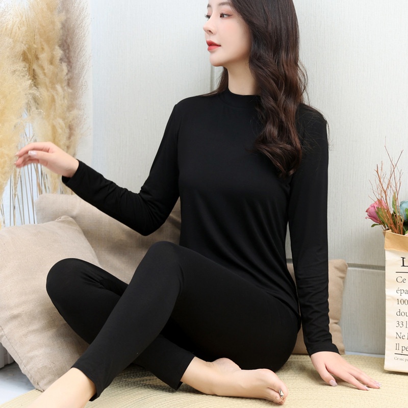 莫代尔秋衣秋裤女内穿打底修身T恤线衣线裤保暖内衣美体套装紧身