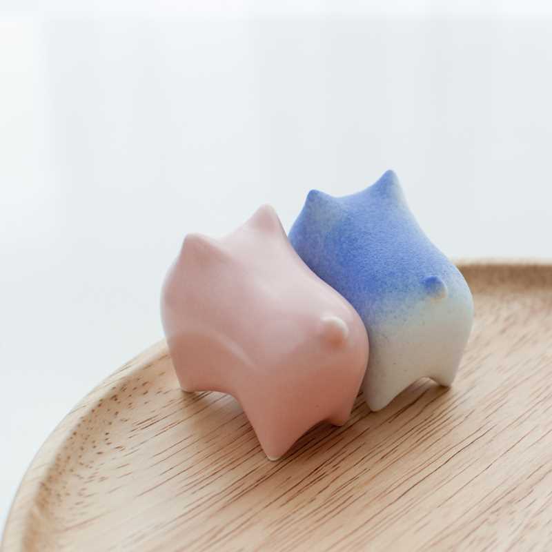 早安猫咪 手工日式家居装饰品 书房办公桌陶瓷小摆件可爱生日礼品