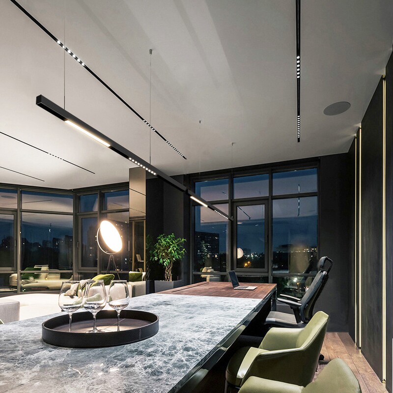 磁吸轨道灯嵌入式明装导轨无主磁吸灯客厅线条灯家用轨道预埋射灯