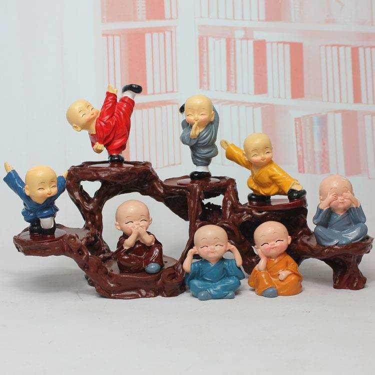 不听不看不说小和尚摆件客厅柜实用置物架书架迷你家里茶桌艺术品