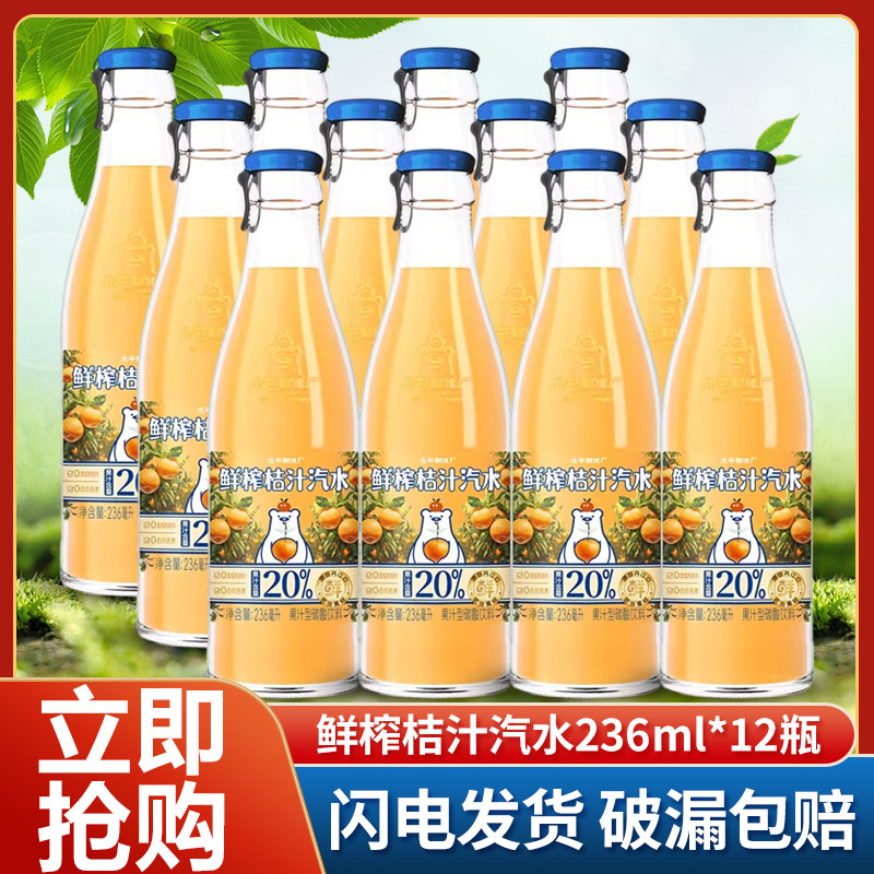 北冰洋鲜榨桔汁汽水果汁饮品鲜果压榨饮料236ml*12瓶正品特价批发