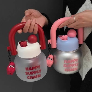 大肚双饮水杯女吨吨杯大容量耐高温便携水壶太空杯塑料吸管杯