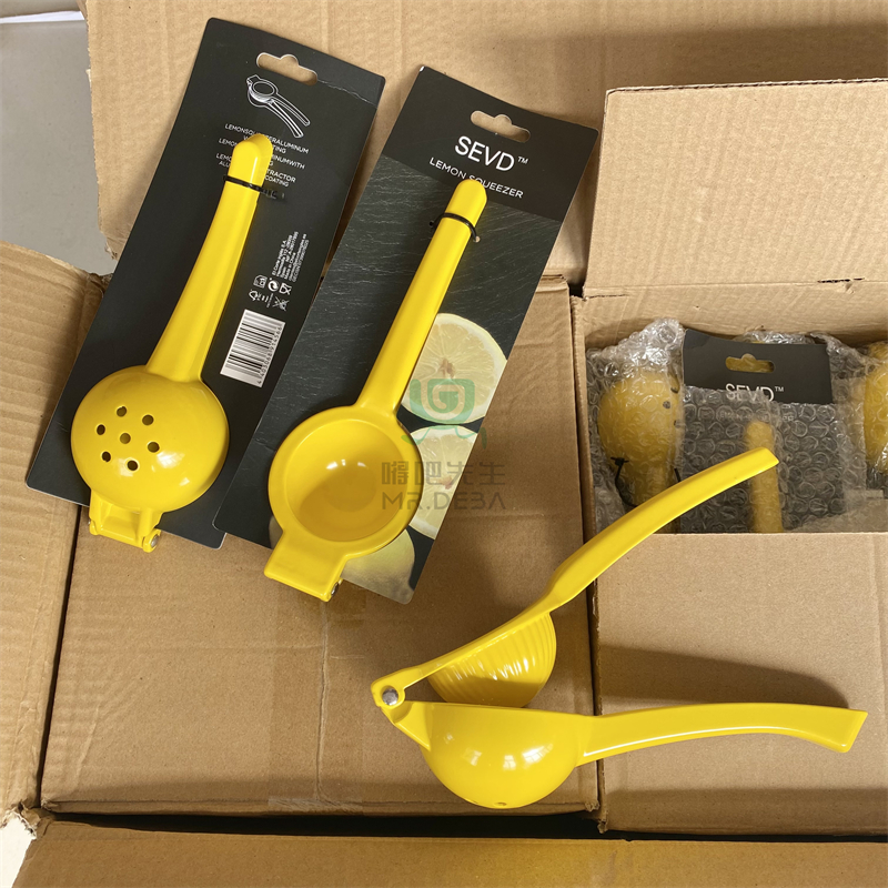 出口单 铁艺柠檬榨汁器手动榨汁器黄色水果压汁器