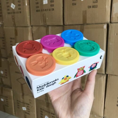 6色彩泥！儿童黏土玩具diy易塑不沾手面粉彩泥橡皮泥