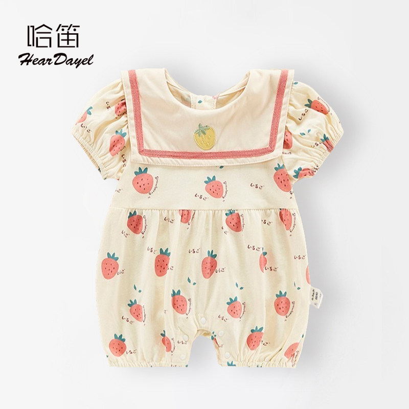 婴儿女装夏装2023新款连体衣纯棉衣服宝宝哈衣爬服外出套装超洋气