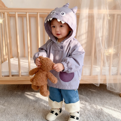 婴幼儿卡通防风外套男童夹克帅气超萌连帽外出服女宝宝上衣春薄款