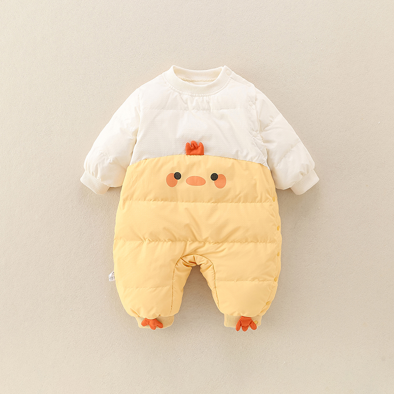 婴儿衣服秋冬装羽绒保暖连体衣宝宝外出服套装新生婴儿白鸭绒抱衣