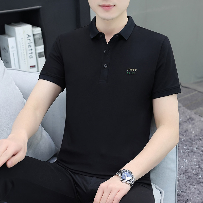 夏季男士衬衫领Polo衫短袖t恤纯棉休闲商务半袖时尚简约薄款体桖