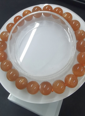 天然金沙橙月光手链百搭水晶月光石手串太阳石天然水晶珠8mm