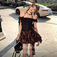 辣妹套装女开春季纯欲一字肩上衣搭配花苞蓬蓬半身裙子时尚两件套