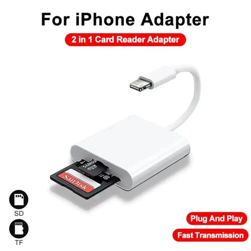 2In1 OTG适用iPhone Card Reader Lightning to SDTF Memory Card
