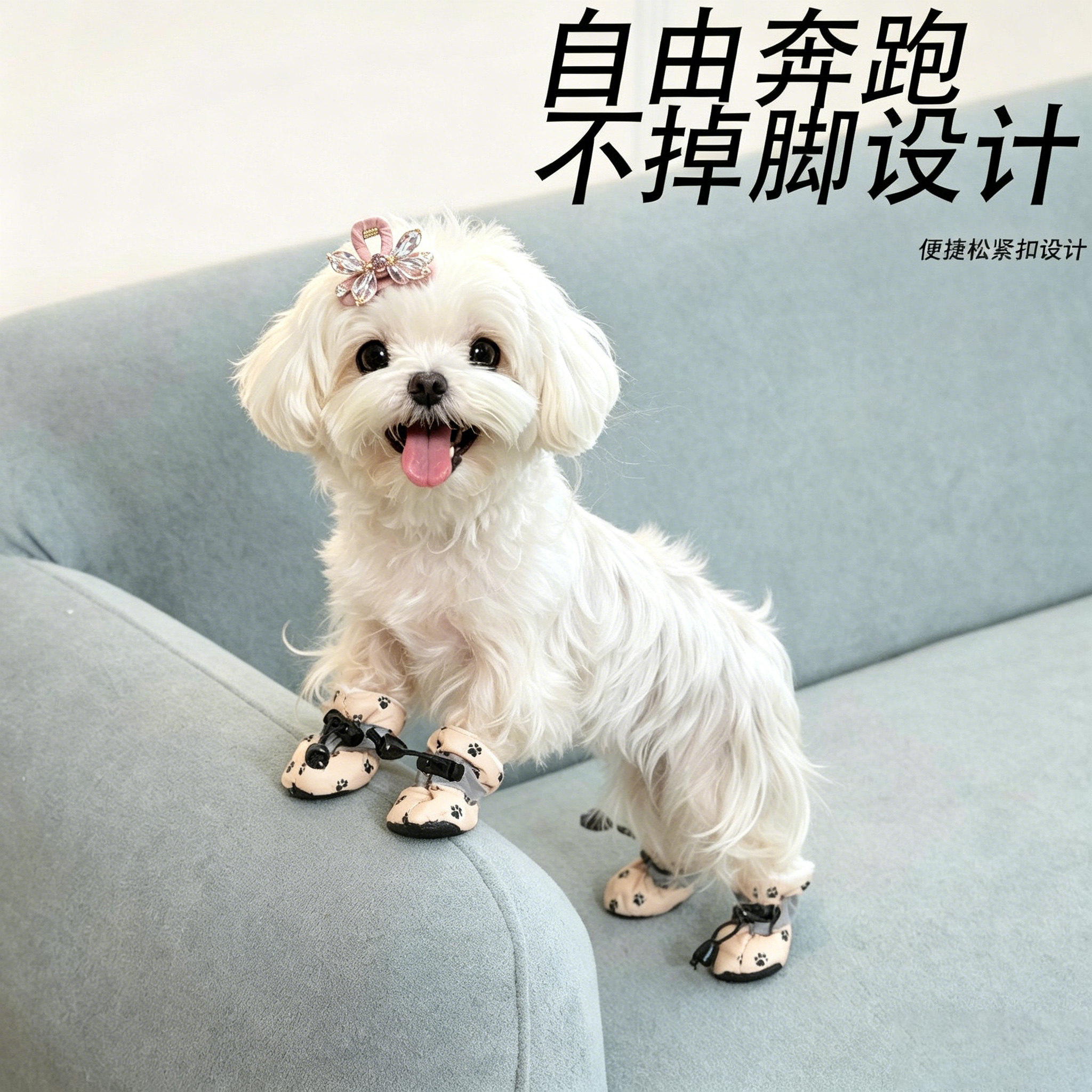 马尔济斯专用遛狗鞋子狗鞋套甩不宠物鞋子
