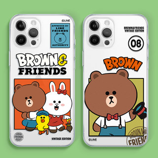 line布朗熊iPhone15手机壳适用苹果14promax透明防摔12Pro女硅胶13mini全包软壳情侣华为mate荣耀90保护套80