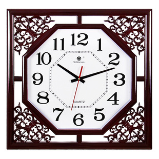 18英寸中式客厅挂钟大尺寸 复古时钟挂墙钟表 石英钟静音家庭装饰