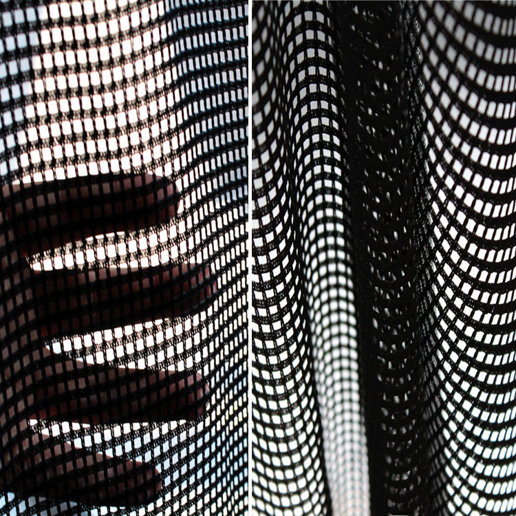 进口黑色方格 时装格子布料网格diy高档服装设计师镂空肌理面料