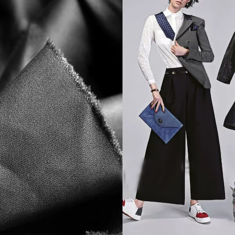 80风内敛军绿-黑色棉质布 设计师棉涤休闲服装乱纹肌理造型面料布