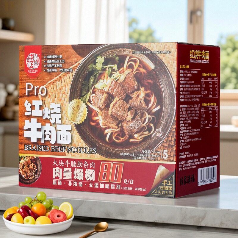 佳满家福台湾风味台式金赞红烧牛肉面Pro速食面大块牛肉2.7kg