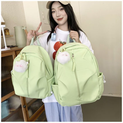 双肩包女时尚设计感小众2025新款轻便慵懒风ins纯色大学生书包
