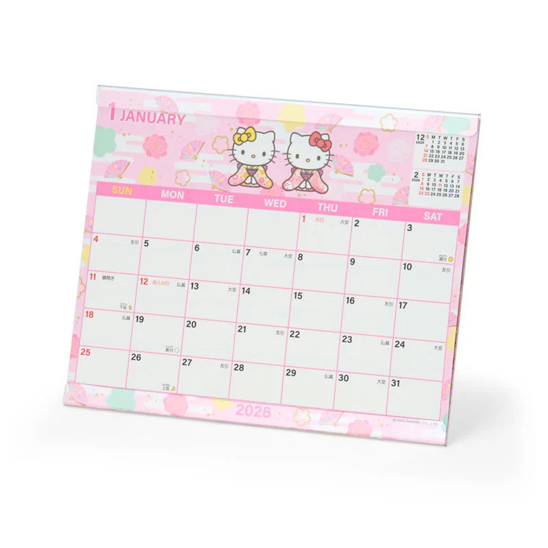 日本Sanrio正品Hello Kitty 2026年日曆月曆桌曆