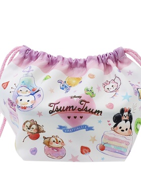 日本Disney正品Tsum Tsum 飯盒袋便當袋午餐包束口袋 (Fruit)