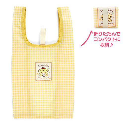 日本Sanrio正品Pompompurin布甸狗 折疊環保袋購物袋(格紋)