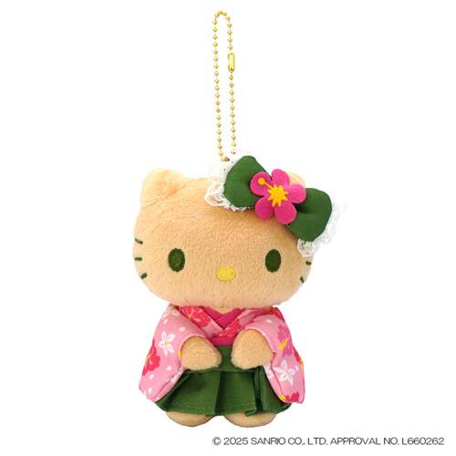 日本Sanrio正品Hello Kitty 和服毛絨公仔匙扣包掛件(抹茶)