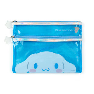 日本Sanrio正品Cinnamoroll玉桂狗 透明兩層手拿包化妝包(Face)