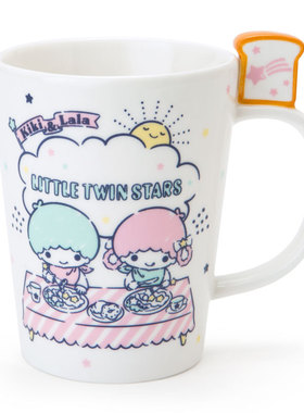 日本Sanrio正品LittleTwinStars小雙星 手柄馬克杯陶瓷杯(早餐)
