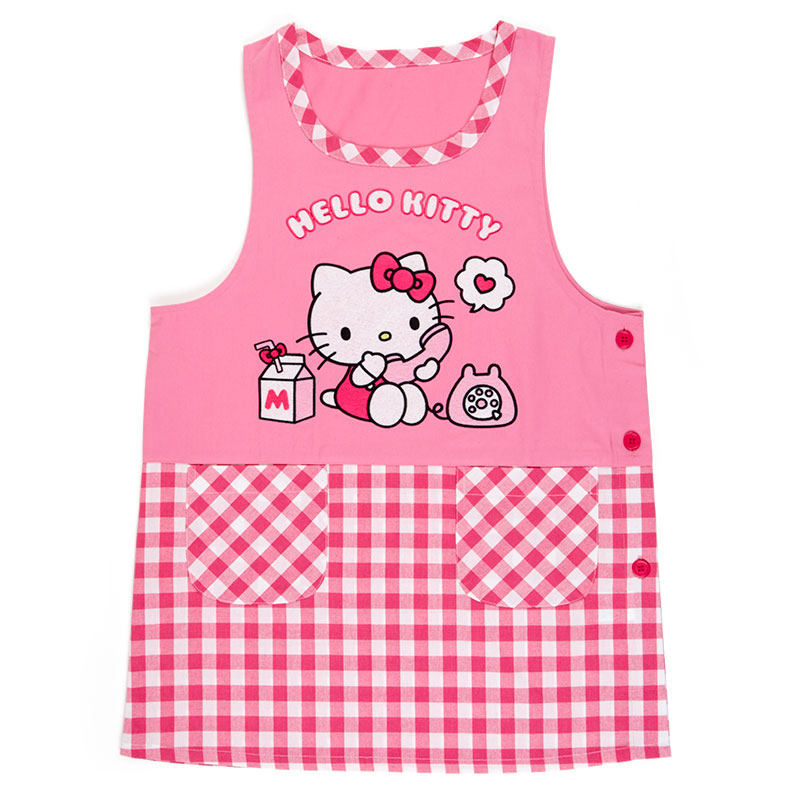 日本Sanrio正品Hello Kitty 成人圍裙(Checked)