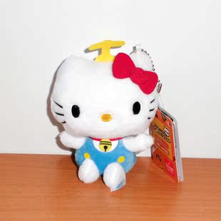 日本Sanrio正品Hello Kitty x Doraemon 毛絨公仔包包掛件(景品)
