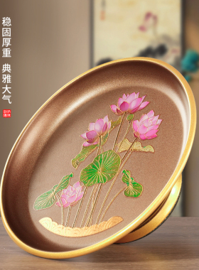 新款合金供果果盘家用室内贡果供盘高脚水果盘寺庙佛堂供奉器具
