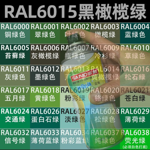 三和自动喷漆RAL6015黑橄榄绿色6016/6017/6018劳尔使命必达定做