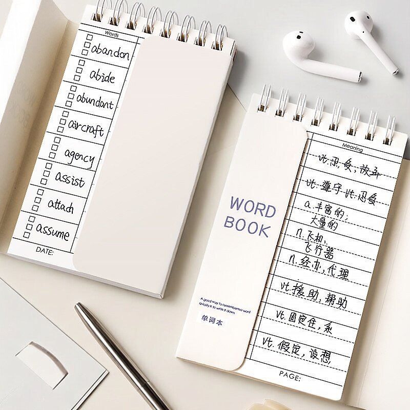 英语单词本艾宾浩斯记忆本随身便携环扣可遮挡默写记背单词小号迷你口