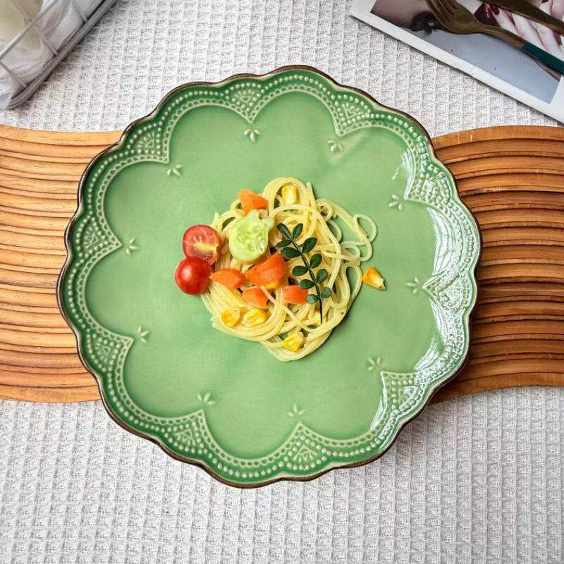 美式餐具花边西餐盘子菜盘高级感西餐厅酒店商用点心意面盘微瑕